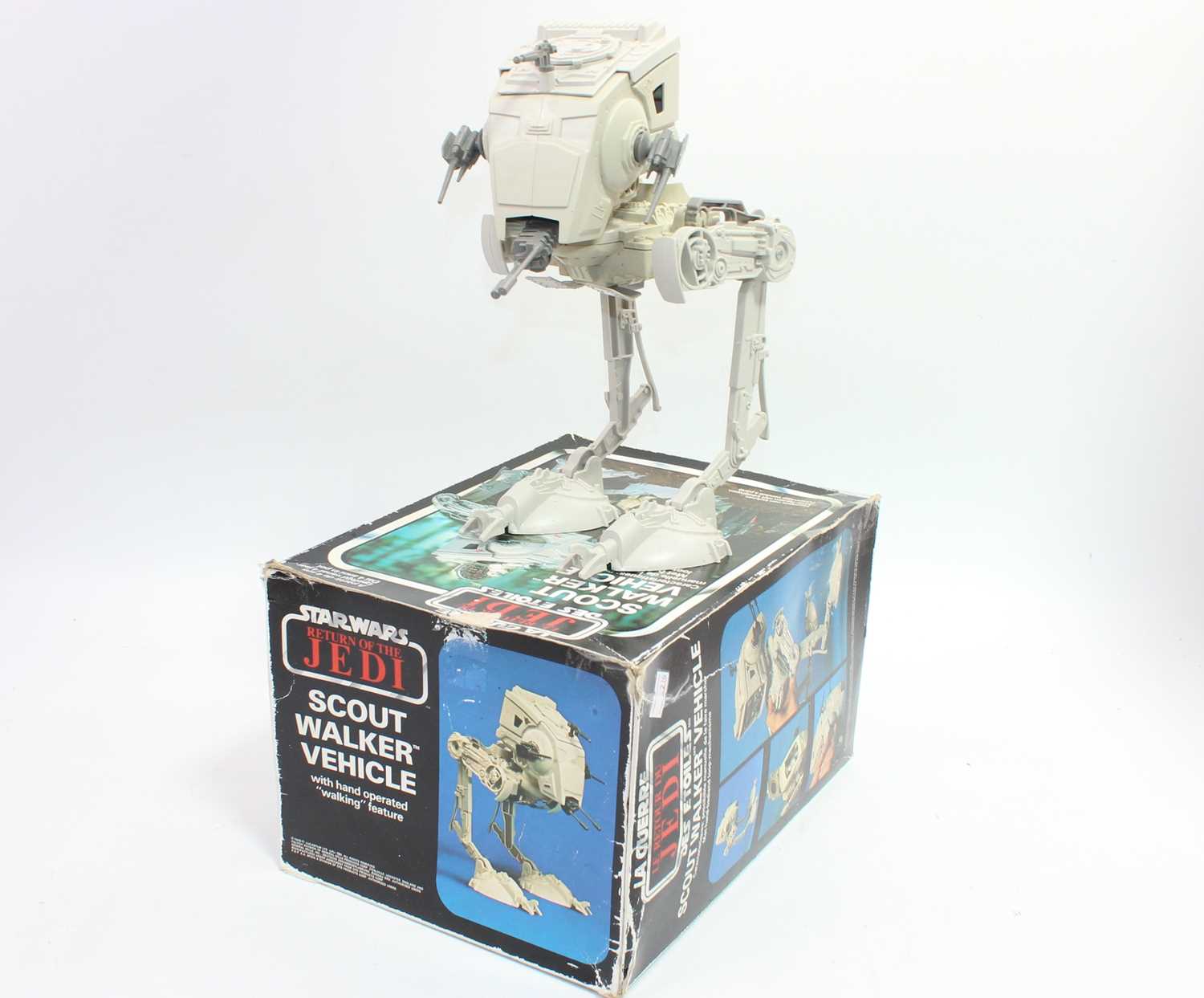 A Star Wars Palitoy Return of the Jedi Scout Walker vehicle, appears complete and housed in the