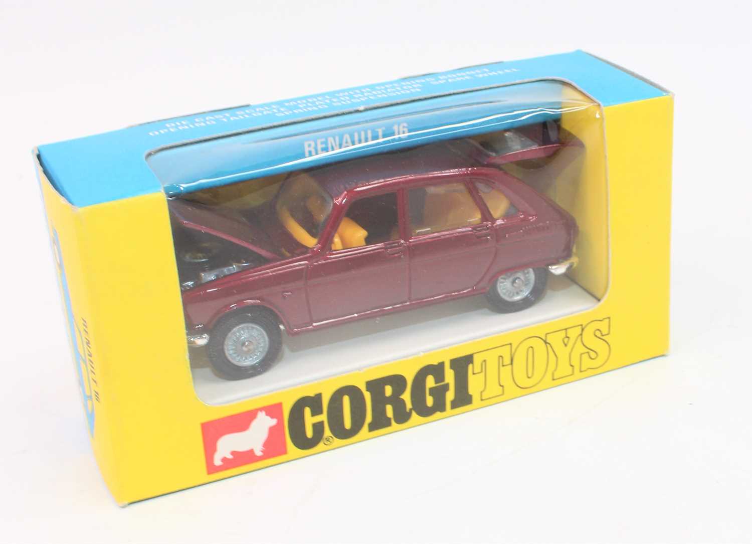 Corgi Toys 260, Renault 16 in metallic red in mint condition complete with the original clear