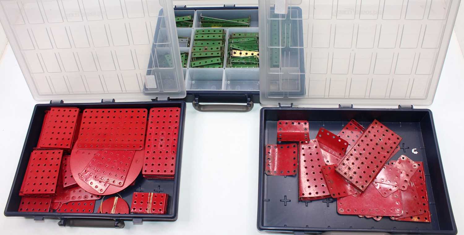 Five various plastic storage chests, containing a quantity of mixed period Meccano, mainly 1950s, - Image 2 of 2