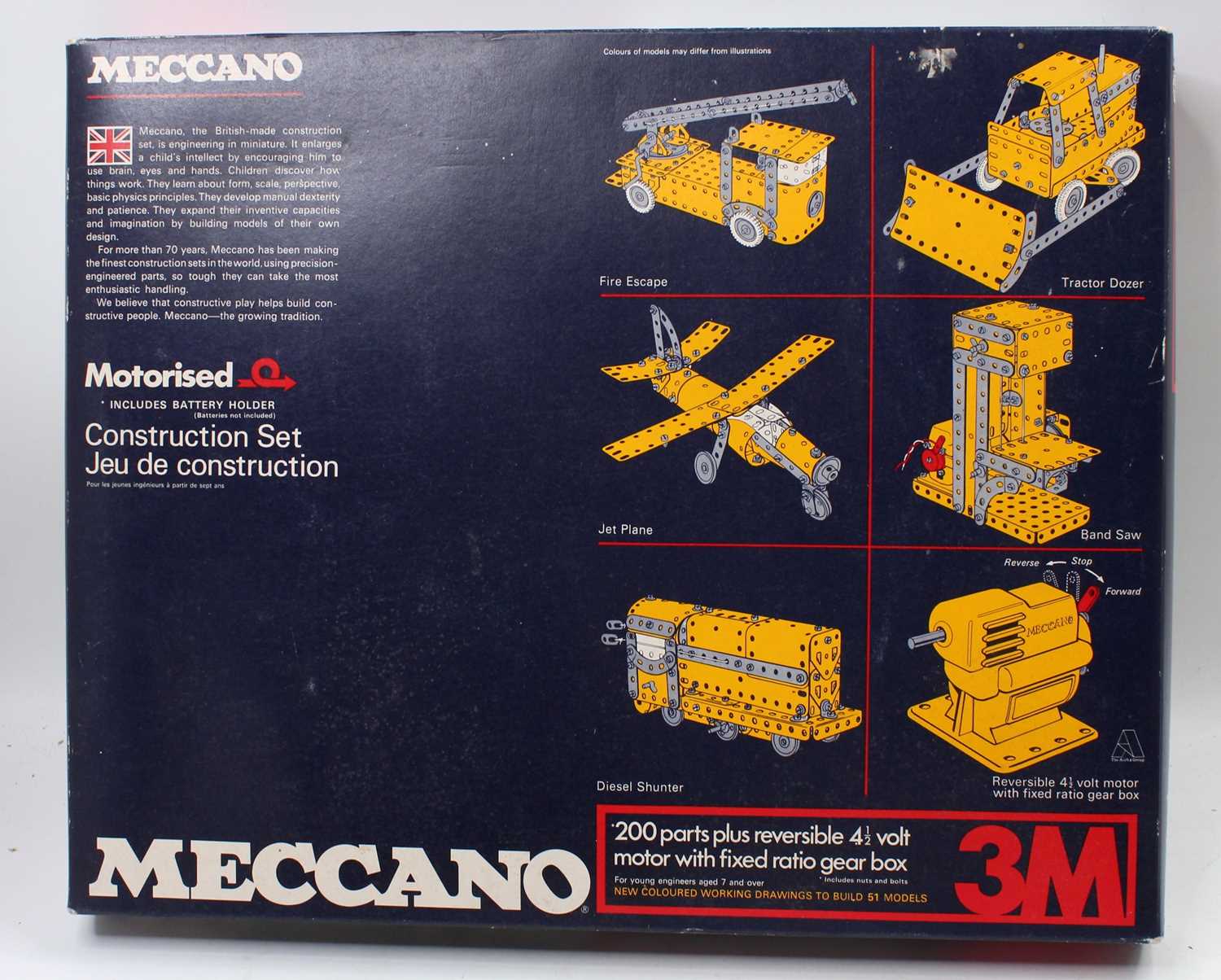 Three various boxed Meccano motorised 1970s/80s construction sets, to include No.3M, No.5 and No.