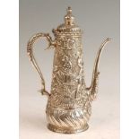 A late 19th century silver Tiffany & Co Renaissance Revival one pint coffee pot, the Turkish style