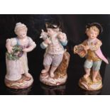 Three late 19th century small Meissen porcelain figures of children in the 18th century style, the