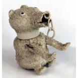 A George III salt-glazed white stoneware 'Bear-baiting' jug, probably Staffordshire, typically