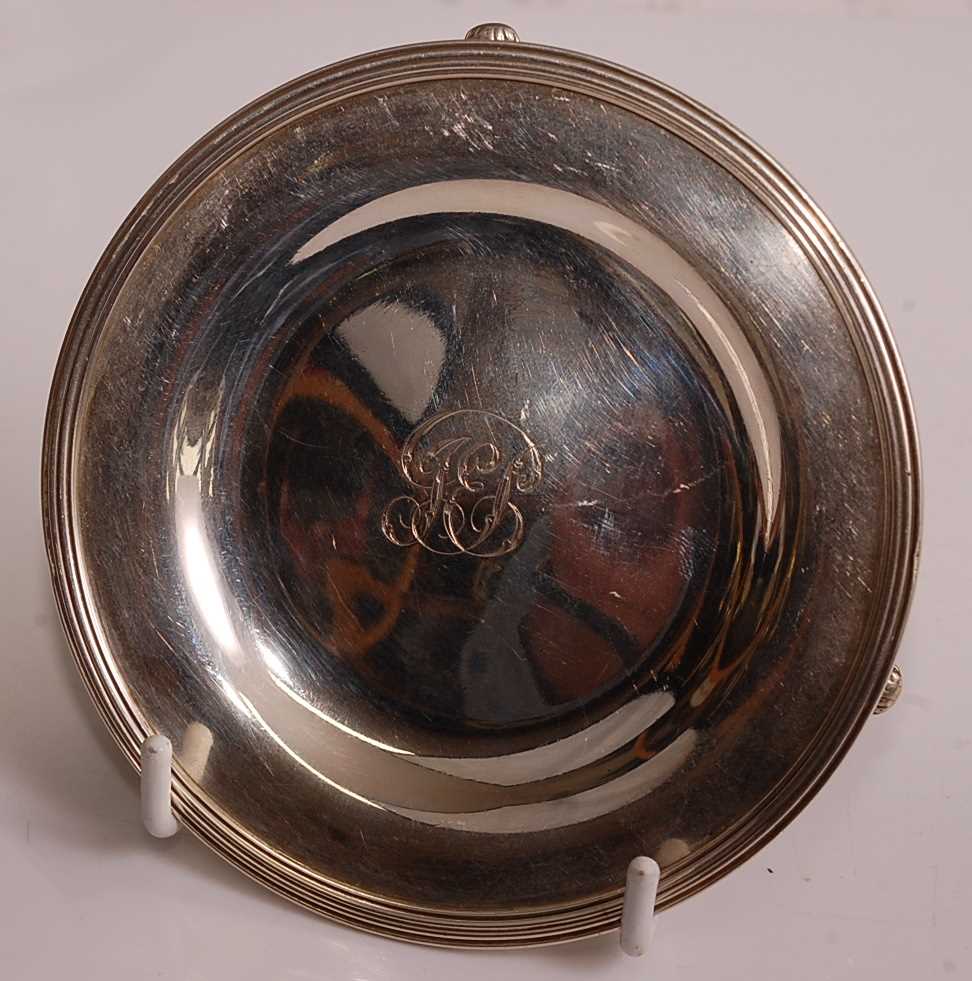 A George III silver wine funnel on stand, the strainer bowl of typical reeded form with shaped tang, - Image 6 of 7