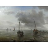 Attributed to John Moore of Ipswich(?) (1820-1902) - Boats on the calm, oil on panel, signed with