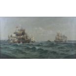 Charles John de Lacy (1856-1936) - The Mary Rose and other masted ships, oil on canvas, signed lower