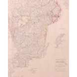 J & C Walker - The Southern Provinces of Sweden, hand-coloured engraved map, published by