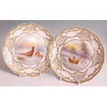Milwyn Holloway (1940-2020) - A pair of hand-painted porcelain cabinet plates, one painted with a