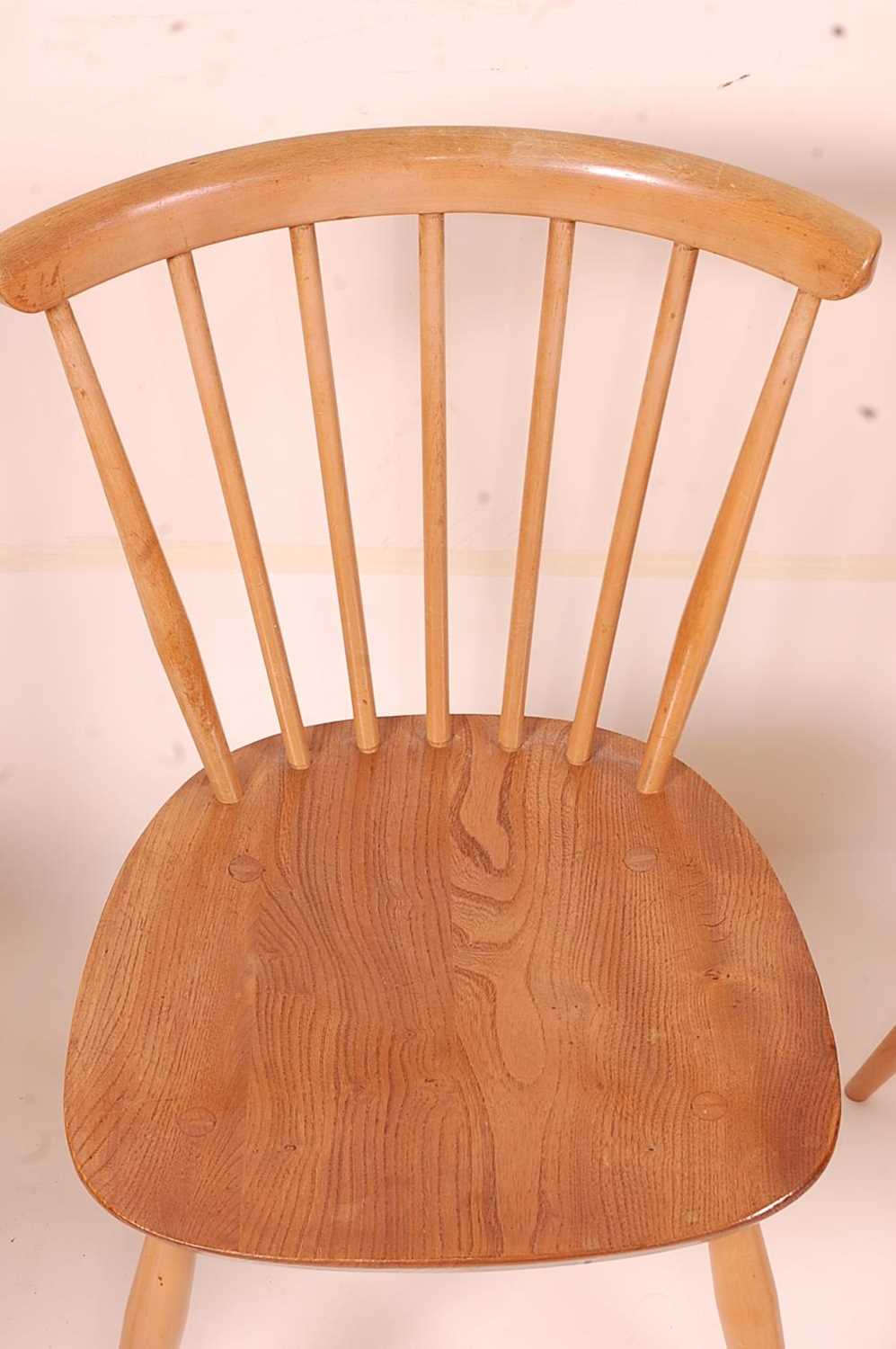 A set of four Ercol blond elm stickback kitchen chairs, each raised on typical turned supports, w. - Image 2 of 2