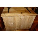 A planked pine hinge topped chest, w.79cm