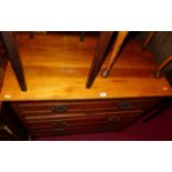 An Edwardian satin walnut chest of three long drawers, w.91.5cmCondition report: Lacking