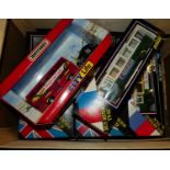 One small box of 7 boxed Solido buses (some boxes worn) and 1 Matchbox Bus set.