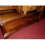 An Edwardian mahogany two drawer wardrobe base, w.153cm