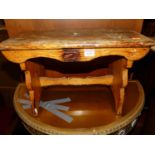 An early 20th century rustic oak milking stool, width 47.5cm