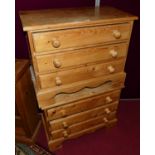 A pair of modern pine low three drawer chests, each w.76cm