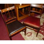 A near set of four Regency mahogany bar back dining chairs, having pink upholstered drop-in pad