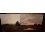WS Goodwin (1833-1916) Southampton Common and Sunset, pair, oil on card, 19x27cm, each inscribed and