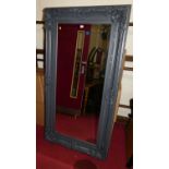 A large contemporary painted heavy floral decoarated bevelled rectangular floor mirror, 183 x