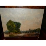 Sydney Foley - Low Water at Brentford, oil on canvas board, signed lower right, 36x46cm