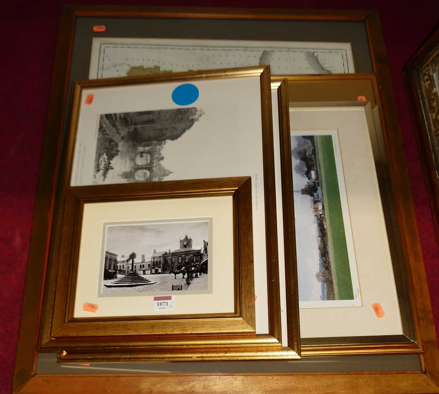 Assorted prints to include map of Tuscany, topographical views etc