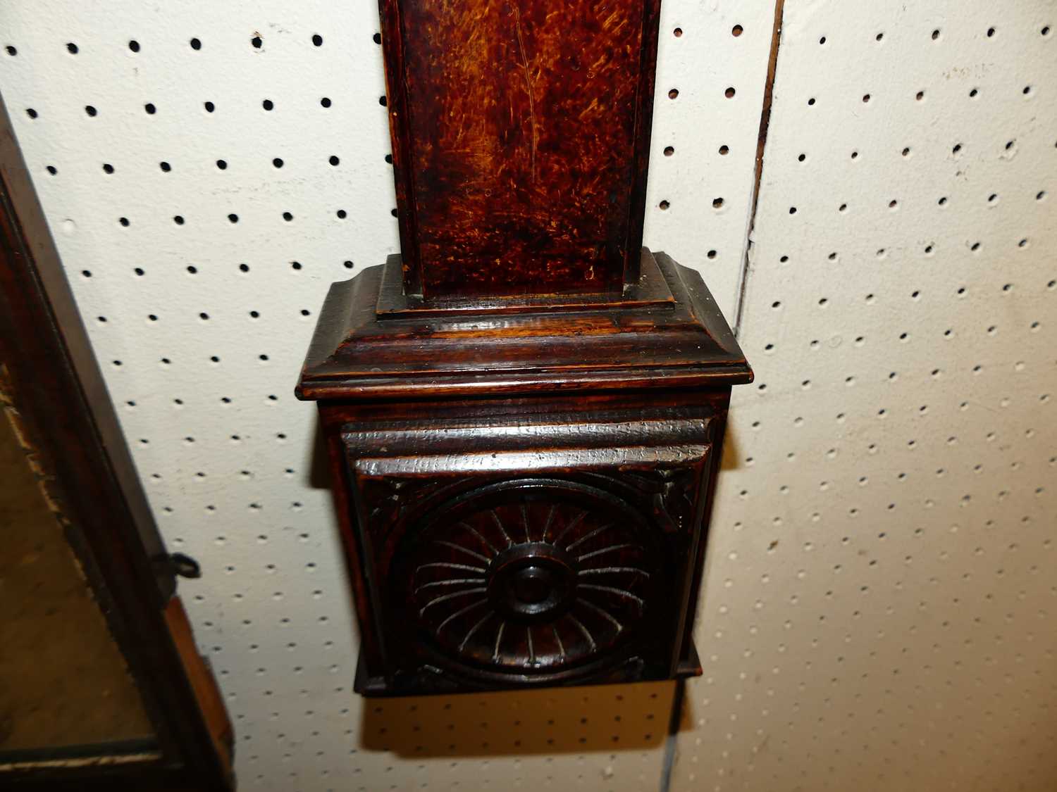 A Victorian relief carved oak two-dial stick barometer, h.102cm - Image 5 of 5