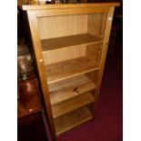 A contemporary pine freestanding open bookshelf, width 78cm