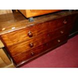 A Victorian mahogany low chest of two short over two long drawers, w.123cm