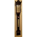 A Victorian relief carved oak two-dial stick barometer, h.102cm