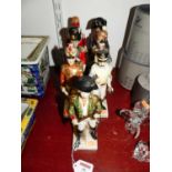 A collection of seven French porcelain figures of soldiers, the largest h.23cm