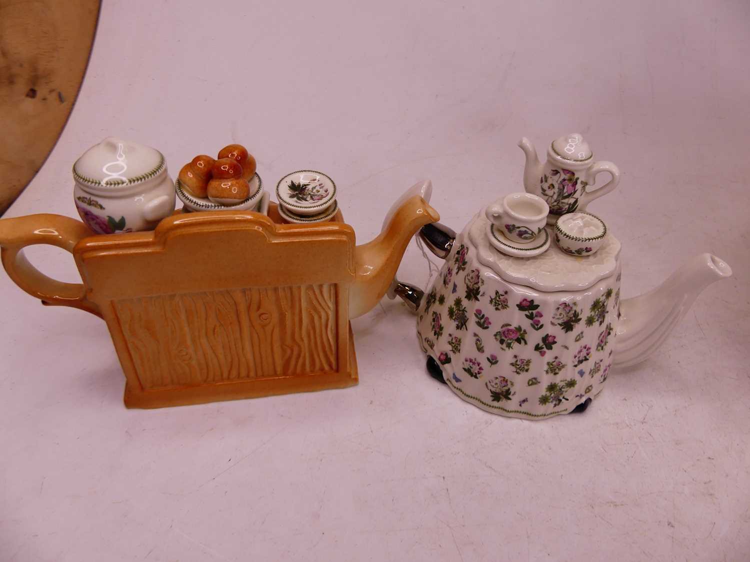 A Portmeirion China Stall teapot, h.20cm; together with four others similar (5) and a small - Image 3 of 5