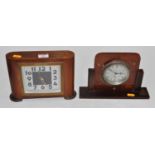 A Smith's Art Deco bakelite cased mantel clock, w.25cm; together with a 1930s walnut cased Glen