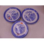 A collection of Royal Worcester porcelain blue and white transfer decorated dinnerware, with Chinese