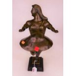 A contemporary bronze alloy figure of a ballerina, signed Botevo, mounted on a cavetto moulded and