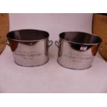 A pair of modern nickel plated champagne buckets, each inscribed 'Champagne Alfred Gratien', h.18cm