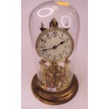 A 20th century brass anniversary clock, housed under a glass dome, h.29cmCondition report: Not