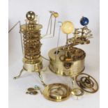Two contemporary gilt brass freestanding Orrery clocksCondition report: Not in working order.
