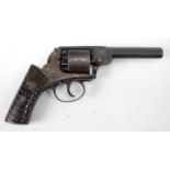 * A 19th century Adams type self cocking five shot revolver, having a sighted octagonal barrel and