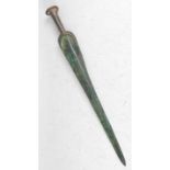 * A Chinese bronze short sword (Jian) in the Warring States style, being of one piece