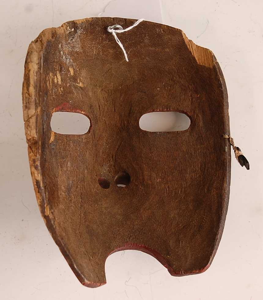 * A dance mask polychrome painted and with natural hair to the upper lip and eyebrows, 16 x 15cm, - Image 5 of 5