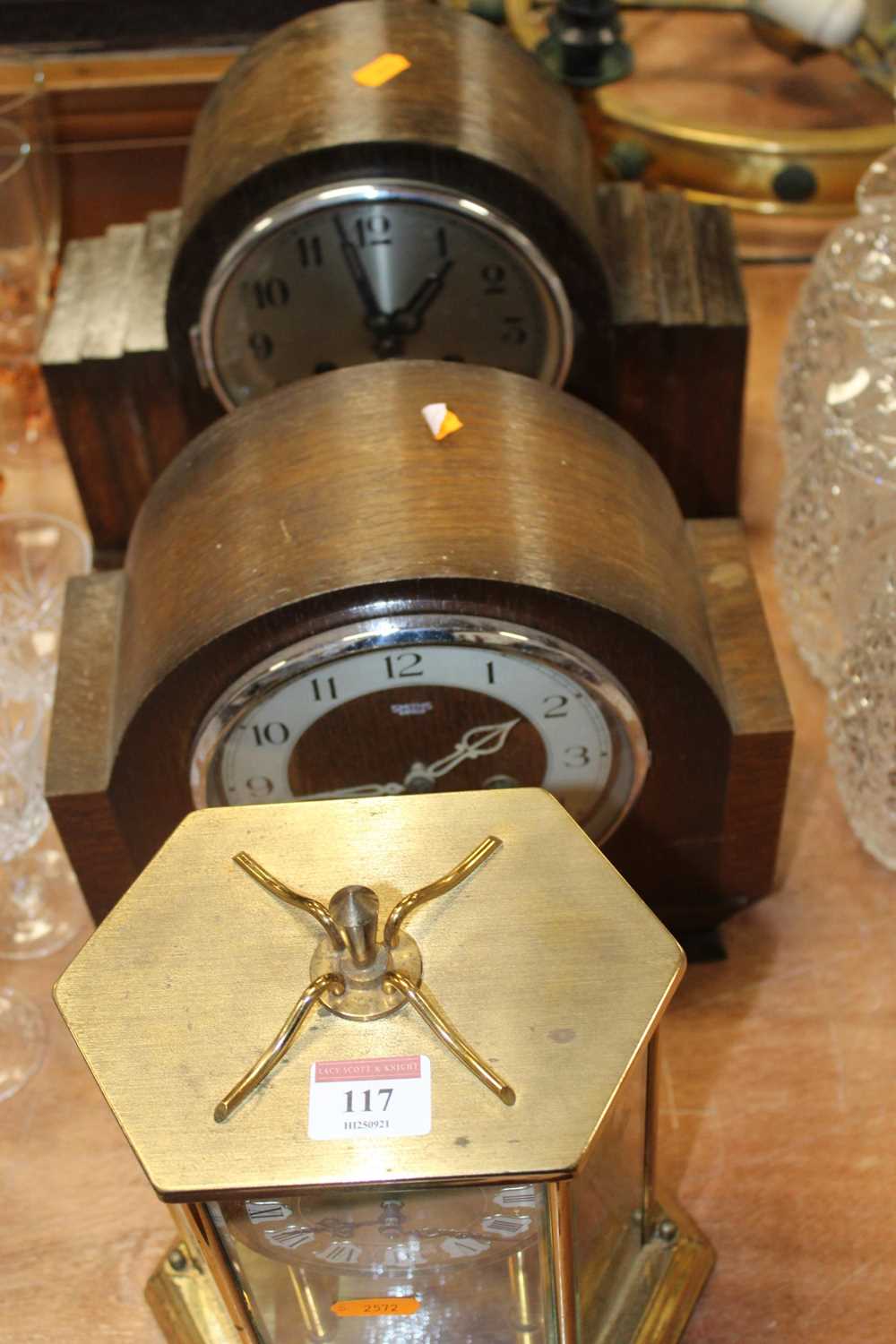 A Kundo brass cased anniversary type clock having a circular dial with raised Roman markers, - Image 2 of 4