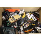 A box of assorted playworn diecast, largely being police vehicles, to include Burago, Corgi, 1;25