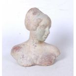 A moulded terracotta head & shoulders portrait bust of a lady, height 22cm