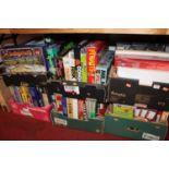 Six boxes containing various boardgames, to include Labyrinth, Argue, Investor, Star Trek etc