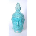 A large modern turquoise glazed ceramic bust of Guanyin, h.52cmCondition report: Consistent