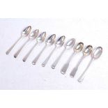 A set of six George III silver teaspoons, having monogrammed terminals; together with three other