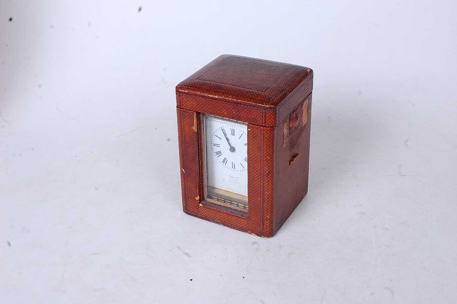 An early 20th century French lacquered brass cased carriage clock, with single train movement and - Image 4 of 4