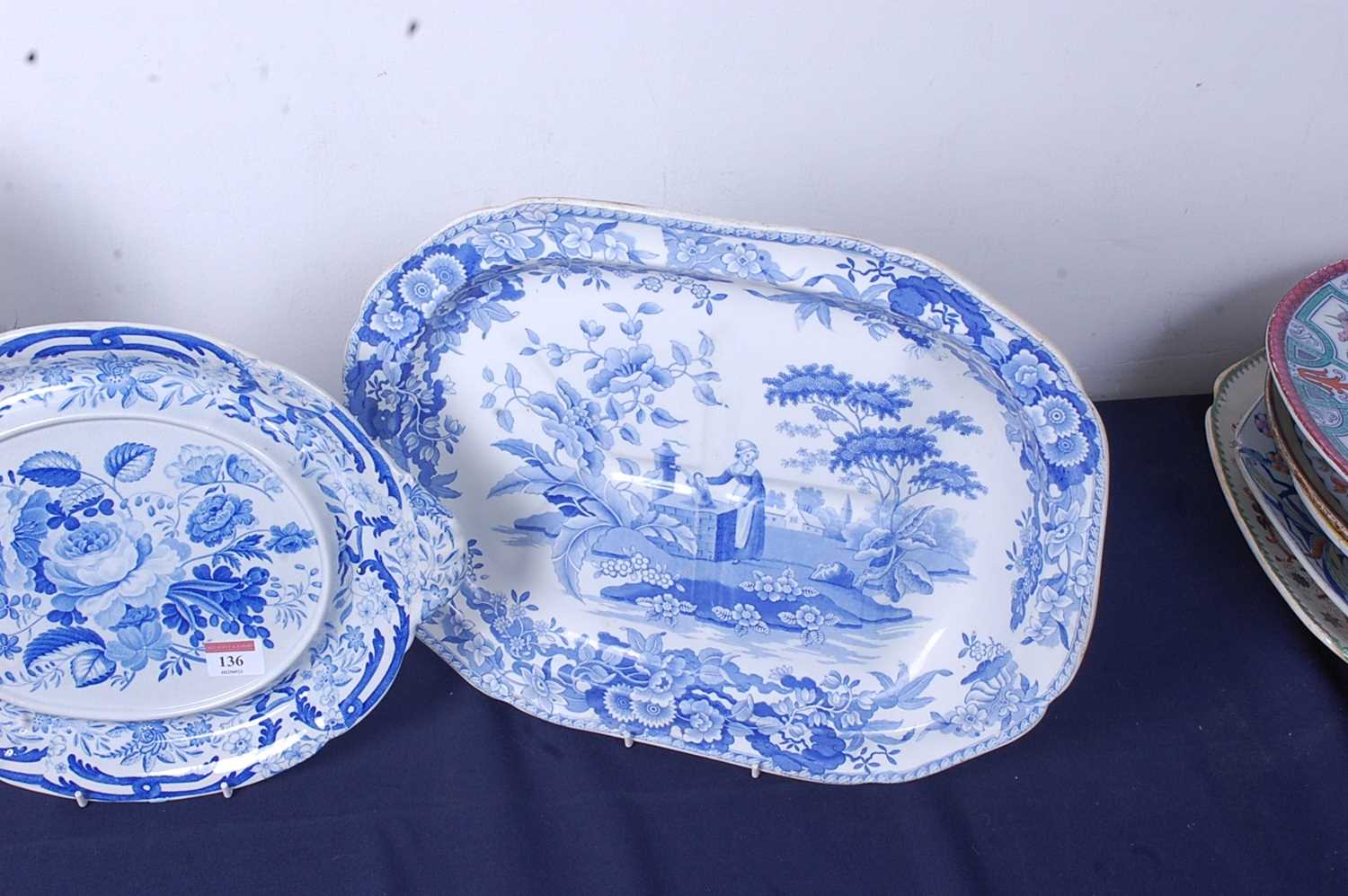 A Victorian blue and white printed meat plate by J&MP Bell & Co of Glasgow, decorated with an - Image 2 of 3