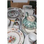 Two boxes of mixed effects, to include Copeland Spode Chinese Rose pattern table china, glassware to