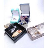 A small collection of miscellaneous items, to include silver and paste set dress ring, enamelled