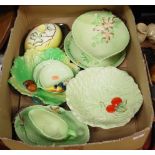 A box of assorted Carltonware, to include leaf dishes, cabbage leaf moulded sauceboat, various